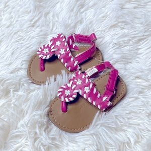 Rising Star Fushia & White Baby Sandals Size 6-9 Months Excellent Condition